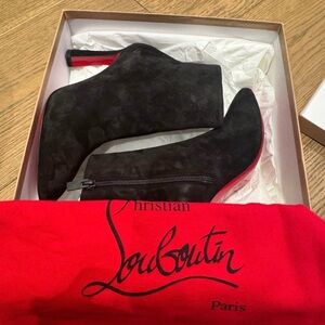 Christian Louboutin Black Suede Heeled Boots